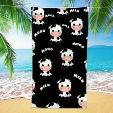 귀여운 소 무늬 비치 타월 만화 무우 우유 젖소 빠른 건조 흡 해변 수영장 여행