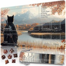 Playmat MTG TCG DND 보관 가방 및 주사위 7개 포함 프리미엄 엣지 잠금 디자인 플레이 매트 매직 플레이매트 게이밍 매트용 존 포함 (스켈레톤 군대 61 x, Autumn Village