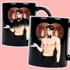 굴뚝강아지 근육남 반전 머그컵, 1개, 집사