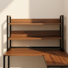 이엔비 데스크 책상 선반 책장, 2단, 브라운