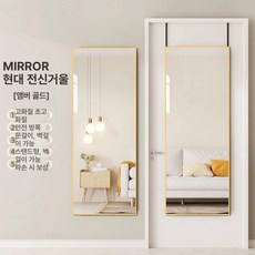 문에거는 거울 신발장 다용도 모던 경량 문에 전신거울 벽걸이 걸이식 문에거는거울 도어, 골드 35x140