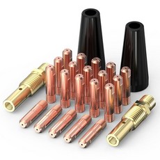 YESWELDER Flux 코어 용접 건 액세서리 키트 24개 0.035 팁 20개 및 고무 목재 가스 없는 플럭스 노즐 2개 디퓨저 Lincoln Magnum 100L MIG