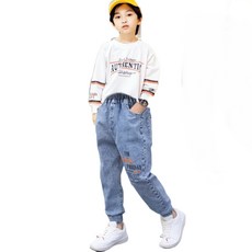 萱寶媽咪baby童裝館 兒童牛仔長褲 韓版束腳潮流長褲 男童真口袋個性牛仔褲