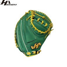 HA 棒壘球手套 Professional 捕手手套 黃綠 專業棒球捕手手套 耐用材質 加厚襯墊, 1個