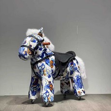 승마장난감 바퀴가 달린 말장난감 말타기 목마 흔들말, 1개, 24. 청운 말