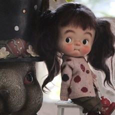 BJD娃娃 六分BJD正版 大頭Qbaby女娃 素體SD娃娃 人偶娃娃, 1個, 裸娃：化妝,淺普