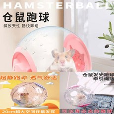 倉鼠跑球 運動滾球 靜音跑輪 髮光球 附背球繩 附燈 19cm, 1個, 直徑13.5cm藍+迪燈