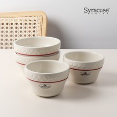 시라쿠스 쉐난고 카디날 2인 공기 대접 세트, 1세트, 공기2p+대접2p, 화이트&버건디라인