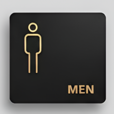 일상채움 가독성 좋은 고급 블랙 아크릴 화장실 표지판 15 x 15cm, 1개, 남자 화장실