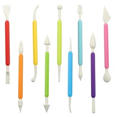 Rierdge 클레이 도구 9개 에어 드라이 클레이 폴리머 클레이 도자기 케이크 장식용 양면 조각 도구 세트 313611, Rierdge 클레이 도구 9개, 에어 드라이 클레이,