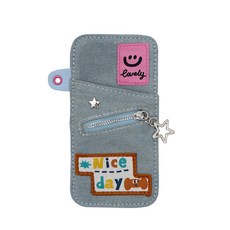 可愛手賬筆記活頁本筆插夾套袋卡片冊收納包擴展分隔防丟, 1個, 牛仔活頁本筆插25316901