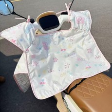 電動車摩托車防曬擋風罩 夏季防風防水隔熱遮陽簾, 覆膜款【暈染貓咪兩小隻】大口袋+加寬側翼