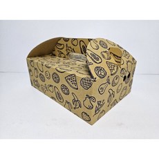 火-5 三層B浪加強牛皮紙手提禮盒34*24*12cm 5斤裝, 1個, 印滿版藍色水果盒