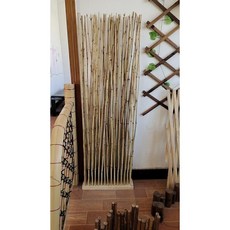 日式竹枝屏風隔斷，實木底座，玄關陽臺室內裝飾，簡易安裝，田園風格, 無枝款淡黃色高約1米（60根）+50
