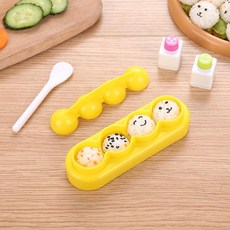 DIY飯糰模具 創意壽司工具 四球製丸器 附飯勺, 黃色, 1個
