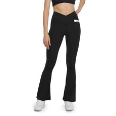 HEGALY 여성용 플레어 요가 팬츠 - 크로스오버 플레어 레깅스 버터처럼 부드러운 하이 웨이스트 운동 캐주얼 부츠컷 팬츠 밝은 핑크. XL, 81.3cm(32인치) 안쪽 솔기, S, 블랙 포켓