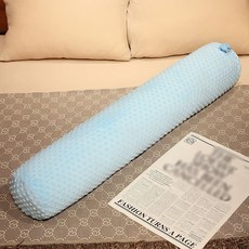 죽부인 냉감 긴 여름 시원한 쿨링 대형베개, 짧은 플러시 비니 블루 사계절용