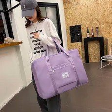 旅行袋 摺疊擴充乾濕分離行李袋, 紫色, 1個