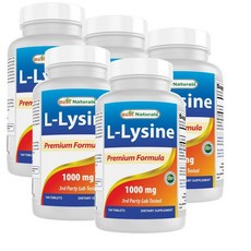 베스트 네츄럴스 엘라이신 1000mg Best Naturals L-Lysine, 180정, 5개