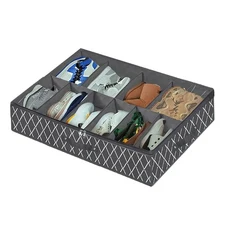 침대 밑 신발 보관 정리함 조절 가능한 칸막이 강화 투명 창 통기성 언더베드 솔루션, 05 Dark Gray