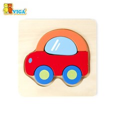비가 베이 퍼즐 자동차 V50172 모형 완구 장난감 원목 아기, 1개