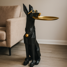 홈메이드 도베르만 테이블 쇼파 사이드테이블 협탁 인테리어 소품 현관 거실 침대 보조 간이 트레이 개업선물, 도베르만-블랙