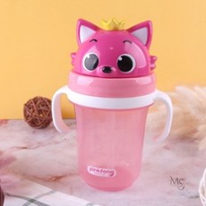 만숭 핑크퐁 손잡이 빨대물통 300ml 어린이집물병