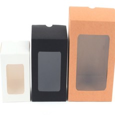 이에샵 정사각 투명창 선물박스 답례품상자, 브라운 - 소