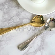 [오품] 소스수저 화채스푼 아이스크림스푼 카페스푼, 하트 아이스크림 스푼-스텐