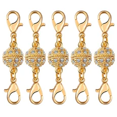 랍스터 걸쇠 커넥터가 있는 마그네틱 걸쇠 보석 제작용 원형 볼 마그네틱 걸쇠 DIY 팔찌 목걸이 5 세트/로, 03 10mm, 03 KC gold