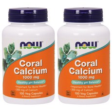 NOW Foods 珊瑚鈣1000mg素食膠囊, 100顆, 2罐