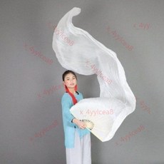 台東出貨 仿真絲扇子 白色長綢扇古典舞扇肚皮舞雙扇長扇中國風飄逸舞蹈 扇子, 扇骨31漂頭10厘米,純白色扇子, 1個