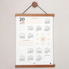 2026년 만다라트 한장 포스터 달력, 1개, 오크 나무 프레임