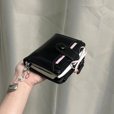 黑色m5皮質活頁手賬本小衆設計便攜日程計劃本學生記事筆記本子, 1個, 60張網格內頁