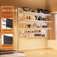 벽선반 조립식 나무책장 인테리어 수납 선반 디스플레이 랙 컴퓨터 데스크탑용, 1단, 광택 화이트 122x35x190 3층+4홀 보드