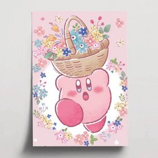 만화 귀여운 커비 포스터 자기 접착 아트 방수 종이 스티커 커피 하우스 벽장식, 1개, 8. z1