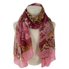 선비코 폴리 소재 핑크 패턴 스카프