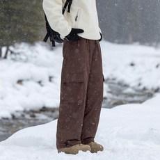 大尺碼90白鴨絨保暖運動長褲 冬季防風防水滑雪登山褲, XL建議體重75-85公斤, 沙丘棕