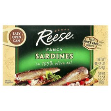 Reese 팬시 정어리 100% 올리브오일 124g(4.4온스)