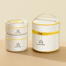 피크르 304 스테인리스 보온도시락통 전자레인지 적용 2단 3단 4단 휴대용가방 포함, 1100ML 2단 베이지, 1개