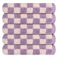 Songwol 松月 日常格紋洗臉毛巾 180g 精梳棉, 紫色, 5個