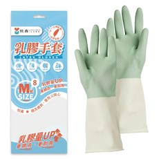 悅鑫 雙色乳膠手套 綠M 廚房清潔必備, 馬卡綠, 中 (M), 1個