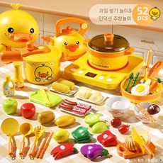 어린이 주방 장난감 시뮬레이션 풀세트, 황샤오야 52P 커팅+사운드