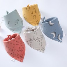 공장 직판 아기 침 수건 삼각 수건 순면 이중 단추 방수 신생아 주머니 어린이 목도리 목도리, 만화 달 시리즈