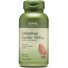 GNC Herbal Plus Odorless Garlic 500mg Supplement Vegetarian Supports Cardiovascular Health 100, 1개