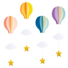 누로아 열기구 종이 모빌 아기방 아이방, 1-열기구장식-분홍