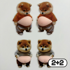 데일리인 2+2 강아지 뱃살 스티커 문콕 충돌 방지 시바견 귀여운 차량용, 4개