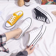스타일도매 키높이 스니커즈 블로퍼 화이트 슈즈 다리 캔버스 우산 교통 트렌디 데일리 엘로우