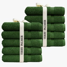 테리파머 호텔수건 180g 자카드 수건 타올 가성비 수건세트 코마사 타월 건 욕실수건 세면타올 타월 호텔타올 호텔타월 목욕타올 샤워타올 목욕수건 샤워수건, 보더-다크그린, 10개