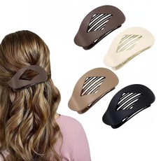 여성용 플랫 헤어 클립 4개 심플한 덕빌 여성용 두껍고 우아한 클로 클립 곱슬머리 스트레이트 미끄럼 방지 오리발 강력한 고정력 머리핀 261047, 여성용 플랫 헤어 클립 4개, 심플한 덕빌 여성용, 두